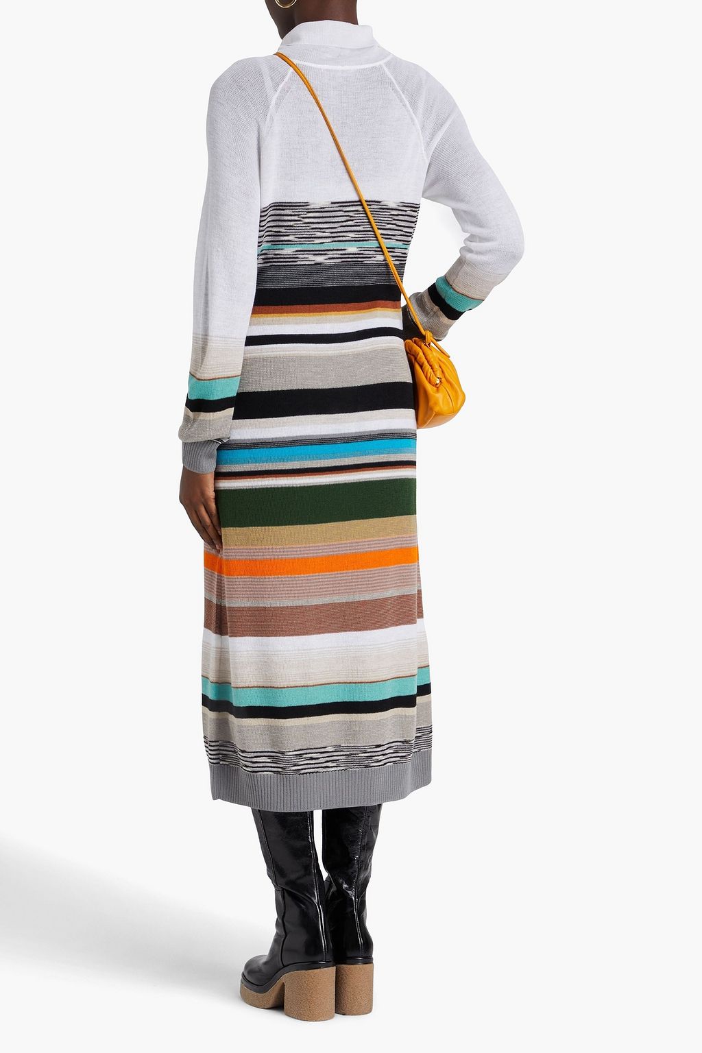 MISSONI Striped wool turtleneck midi dress