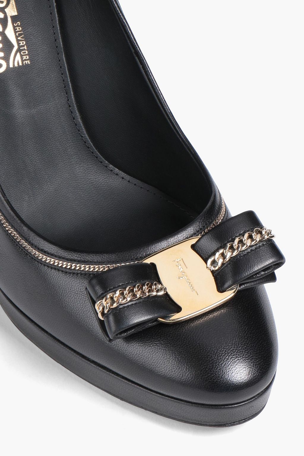 FERRAGAMO レザー プラットフォームパンプス