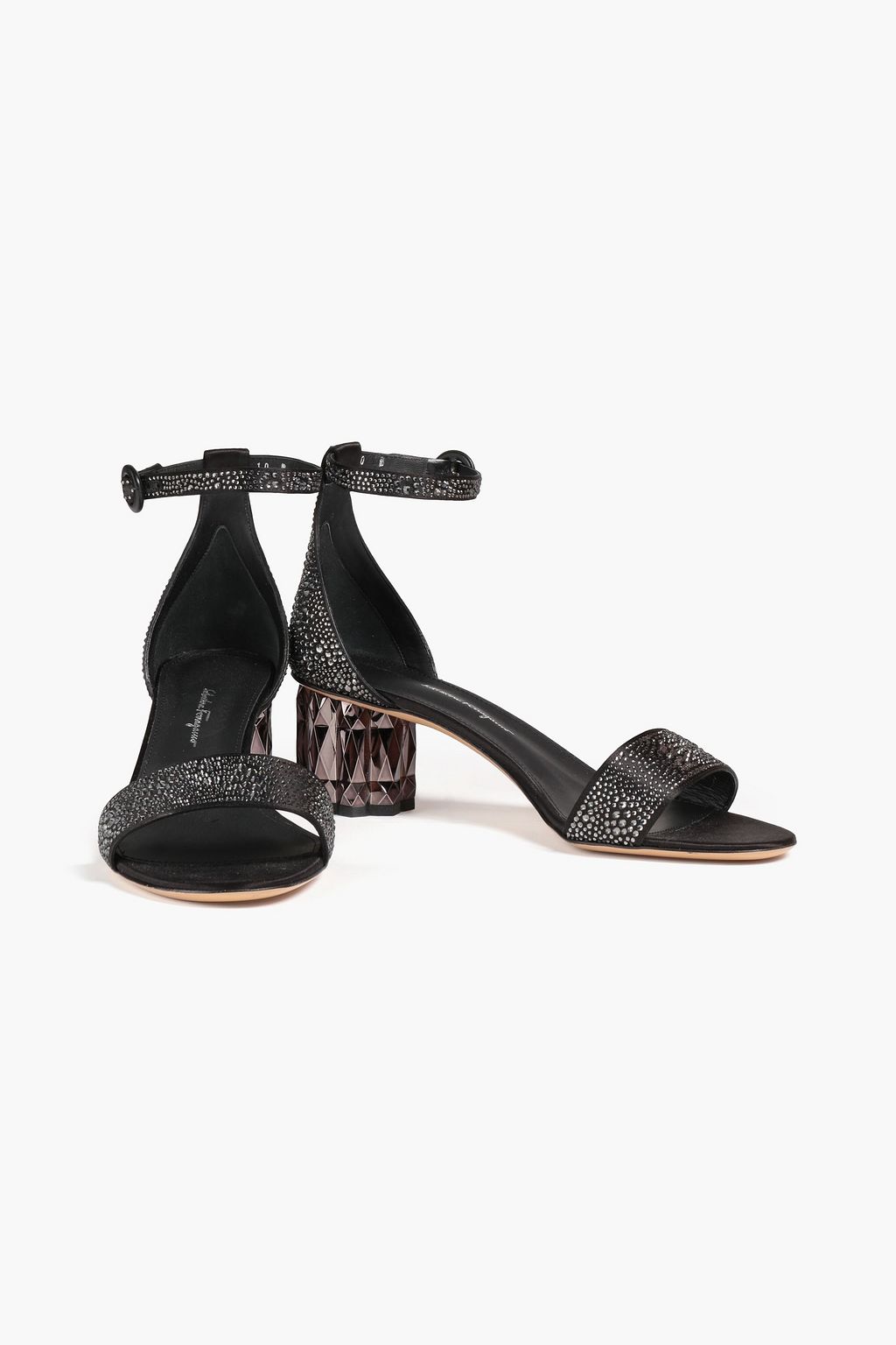 FERRAGAMO صندل «أزاليا» من الساتان مزين بالكريستال