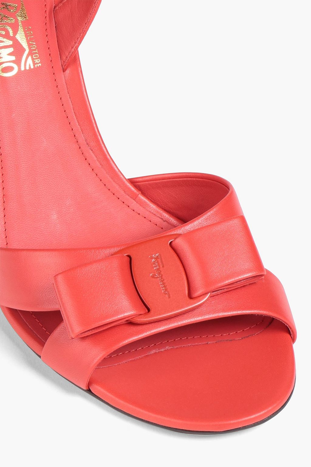 FERRAGAMO レザー スリングバックサンダル リボン付き