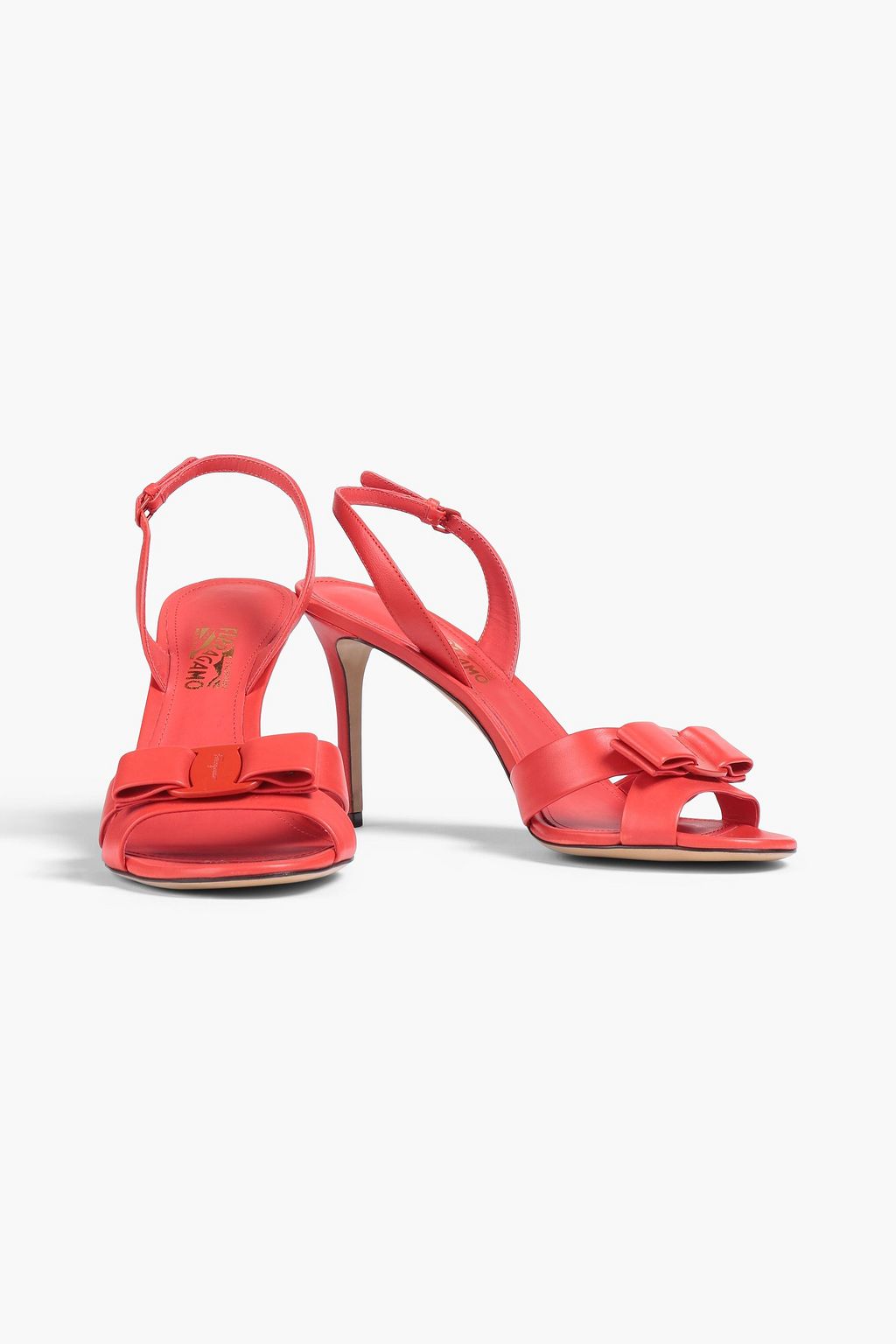 FERRAGAMO レザー スリングバックサンダル リボン付き