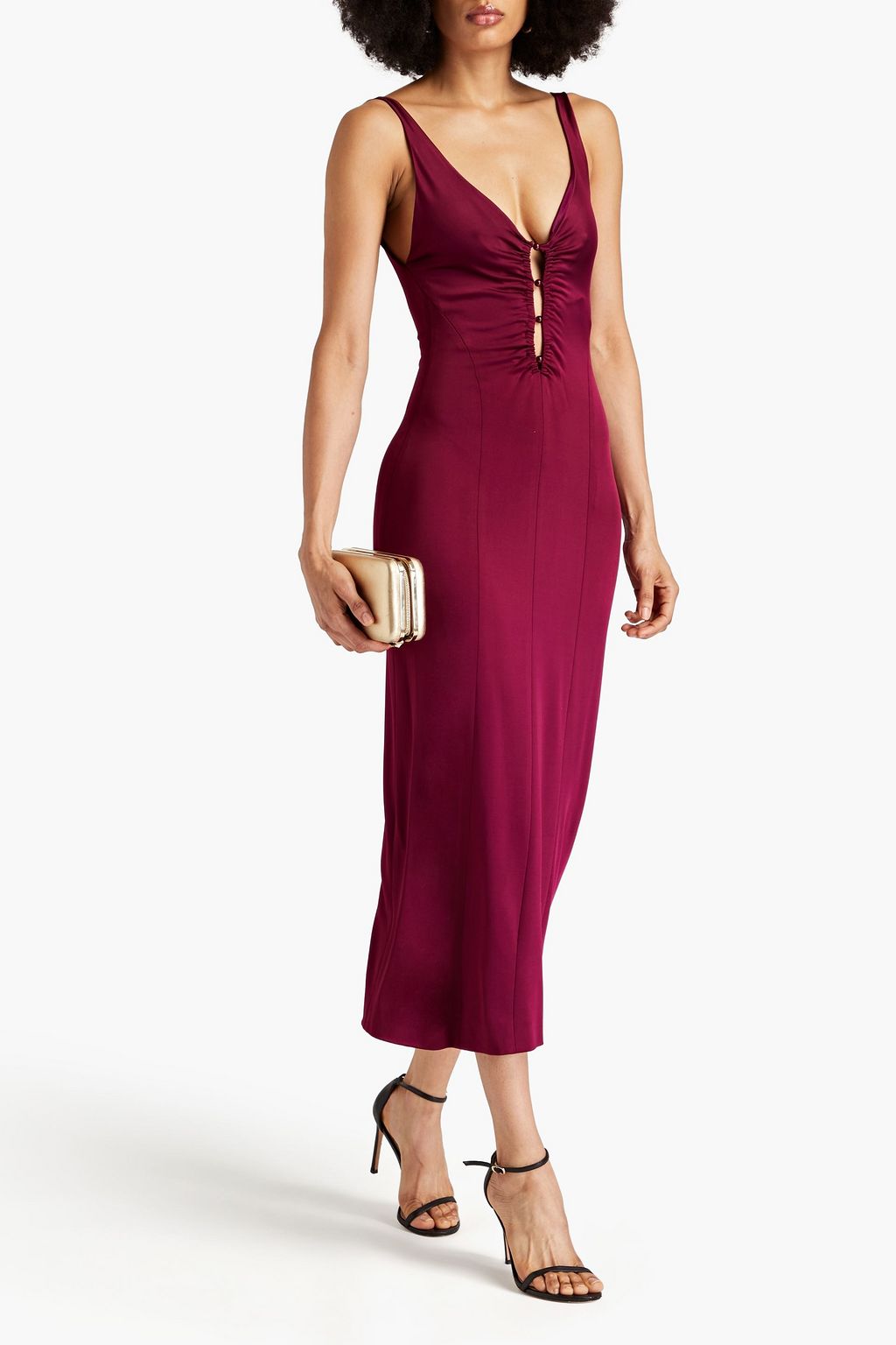 GALVAN LONDON Siren cutout beadembellished satinjersey maxi dress