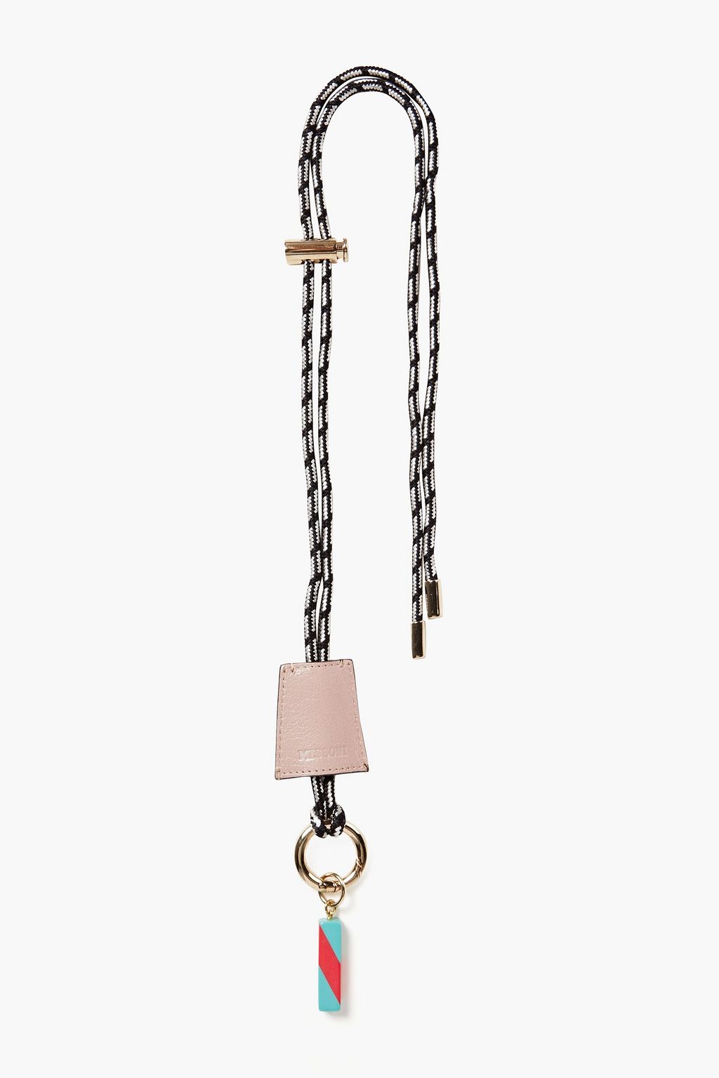 MISSONI Gold-tone textured-leather and cord keychain