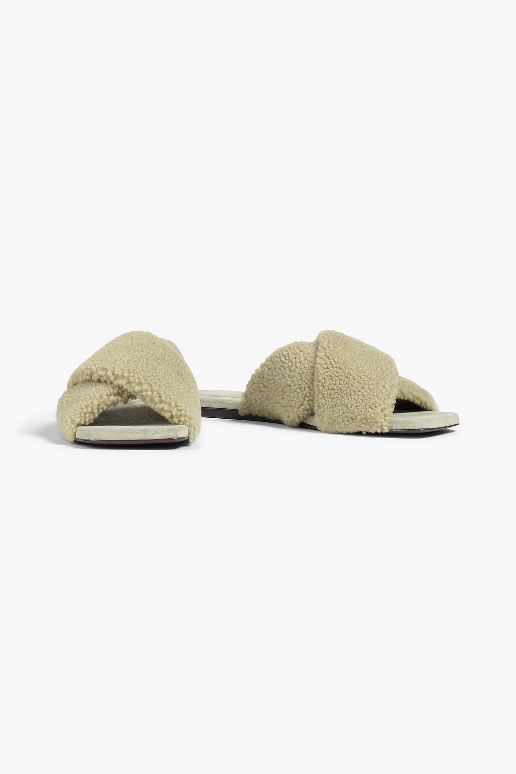 BRUNELLO CUCINELLI Bead-embellished shearling slides