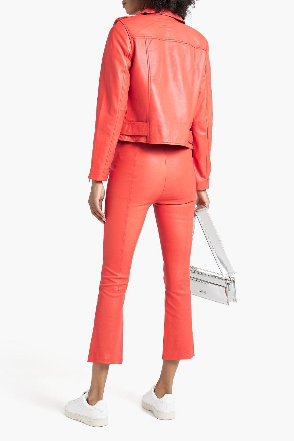 WALTER BAKER Allison belted leather biker jacket