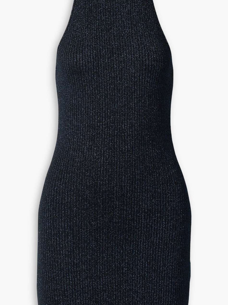 metallic ribbed-knit mini dress