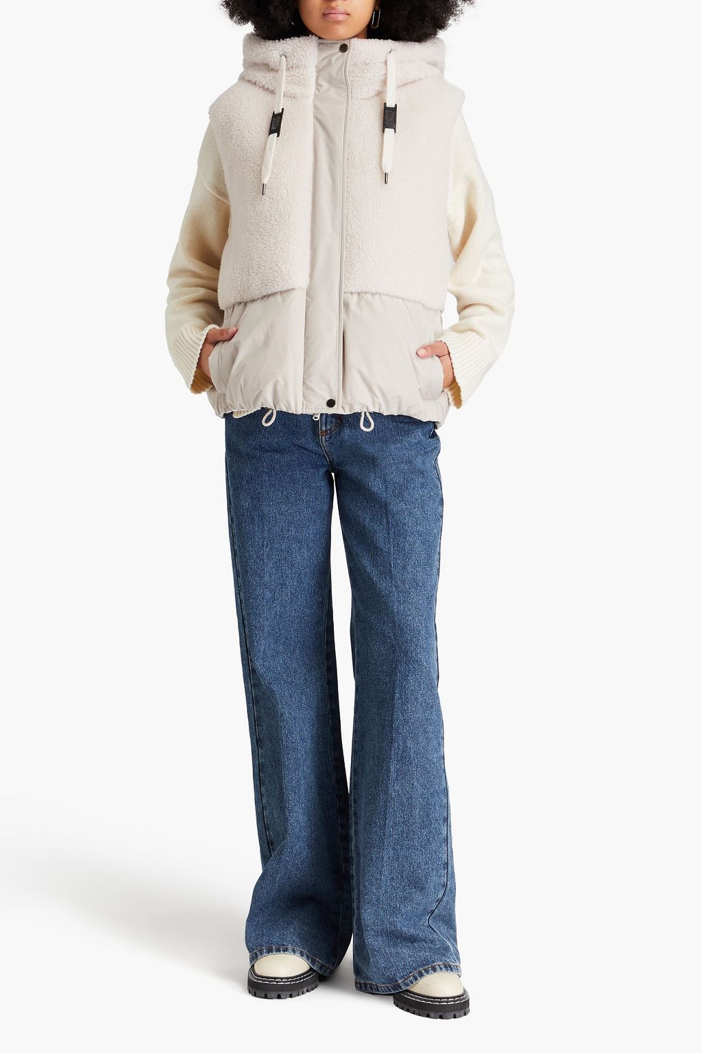 BRUNELLO CUCINELLI Shell-paneled faux shearling hooded down vest