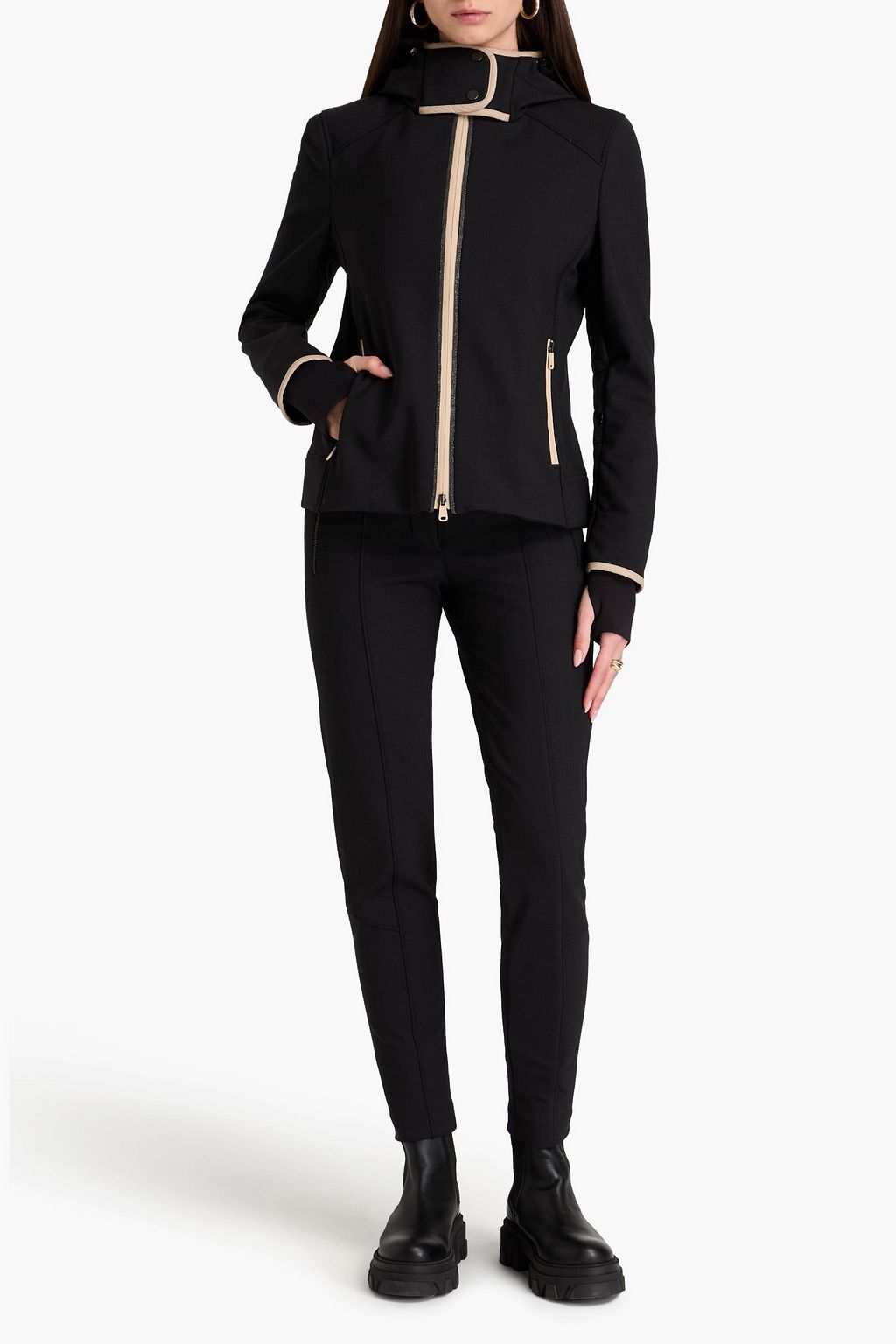 BRUNELLO CUCINELLI Bead-embellished quilted shell hooded jacket