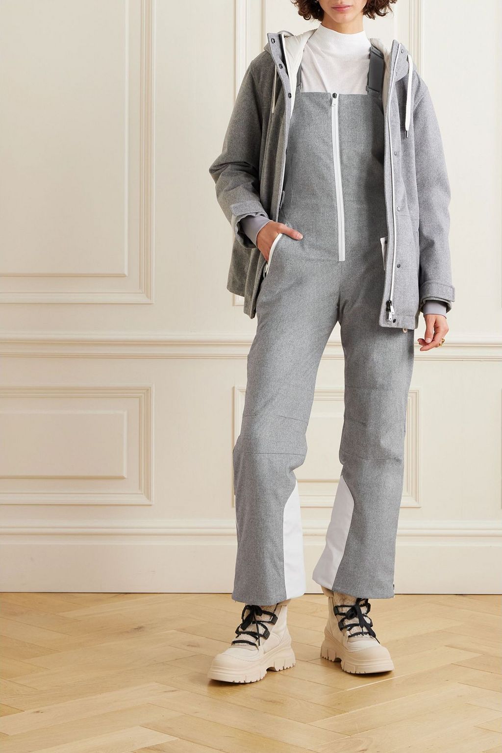 BRUNELLO CUCINELLI Shell-trimmed wool ski salopettes