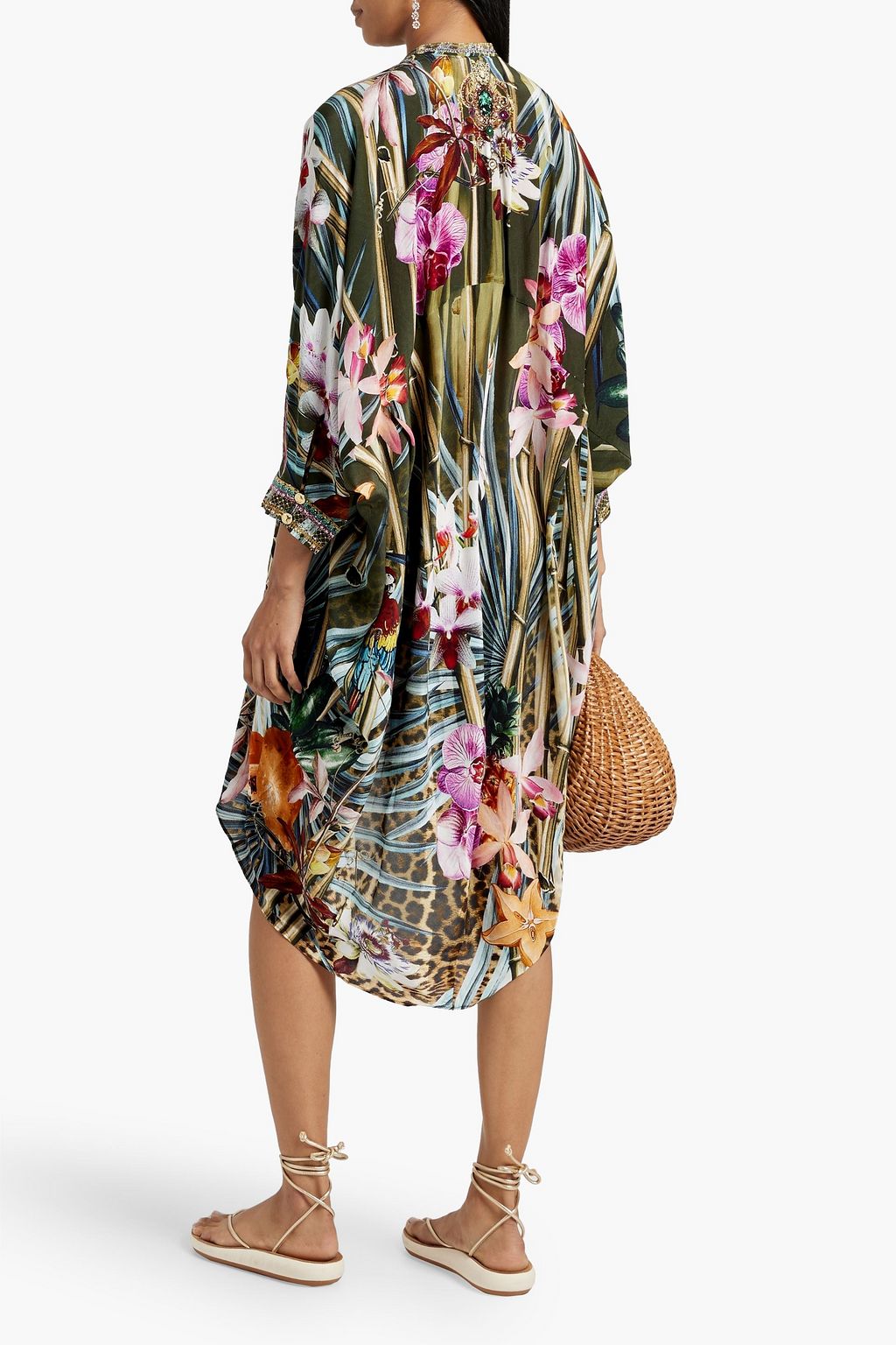 CAMILLA Crystal-embellished printed silk-chiffon kaftan