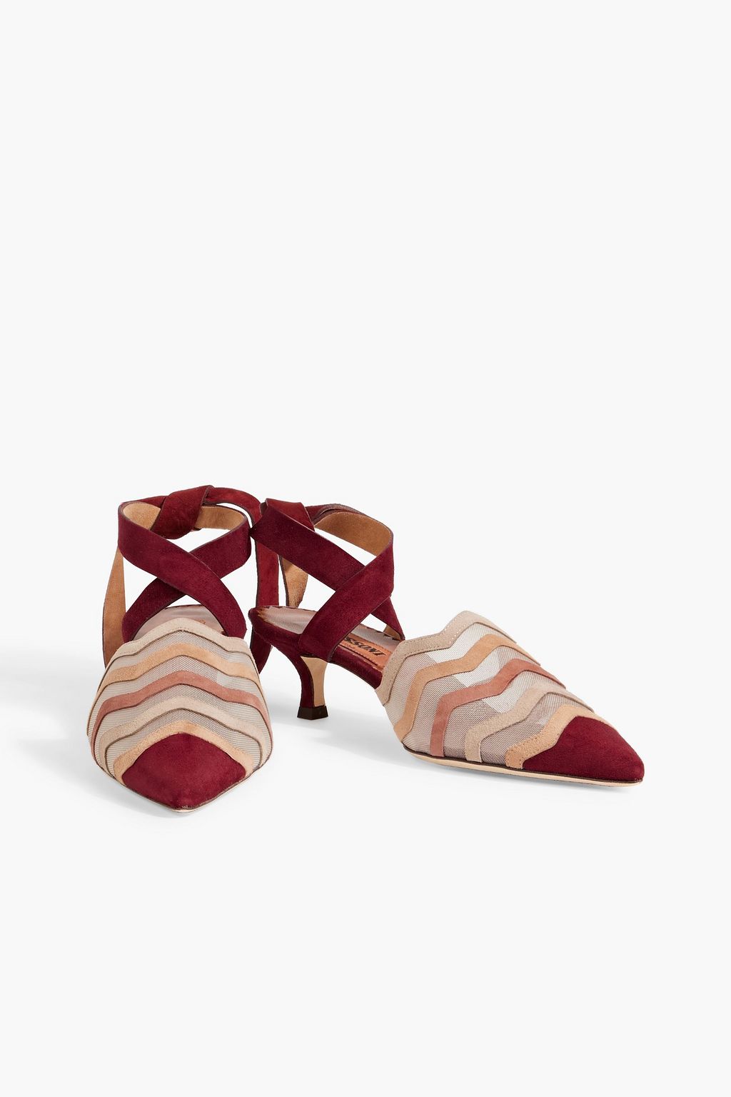 MISSONI Mesh and suede pumps