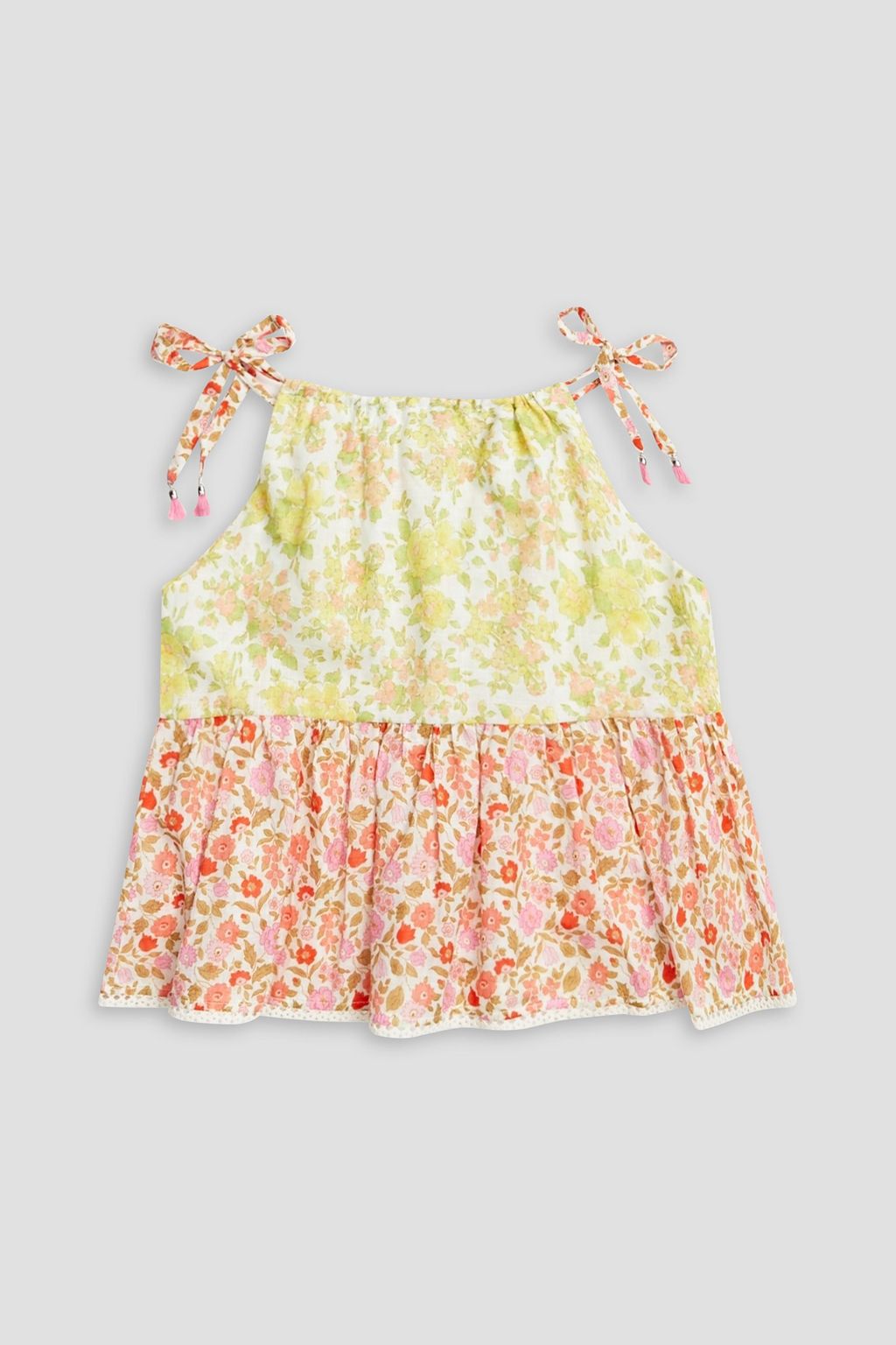 ZIMMERMANN Kids Goldie gathered floral-print cotton top