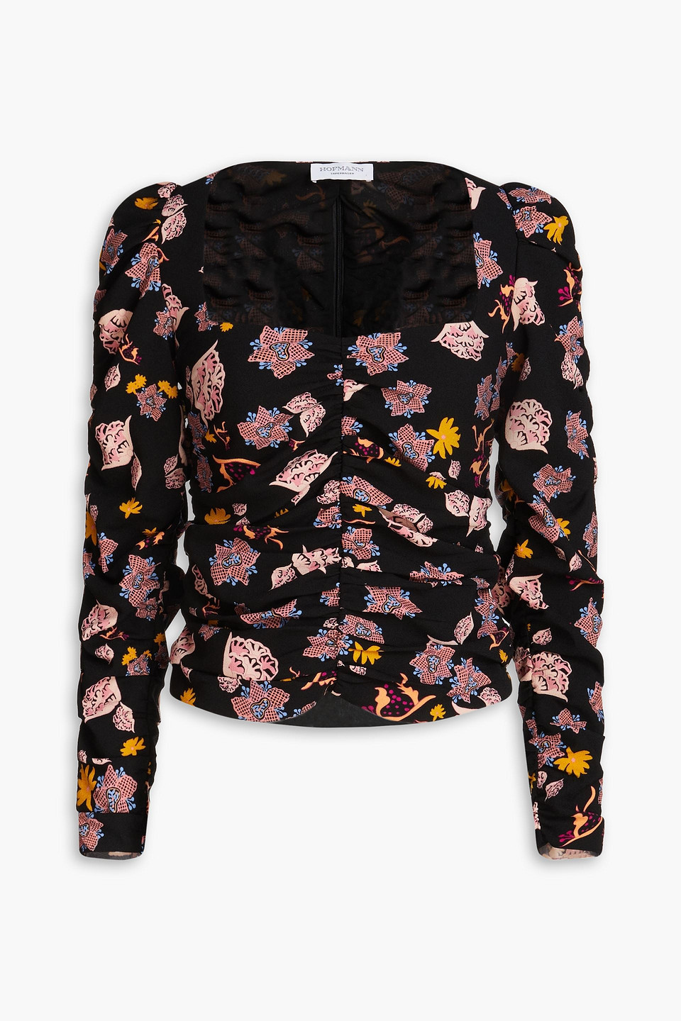 HOFMANN COPENHAGEN GABIE RUCHED PRINTED CREPE TOP