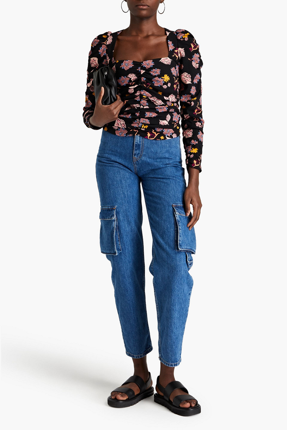 HOFMANN COPENHAGEN GABIE RUCHED PRINTED CREPE TOP