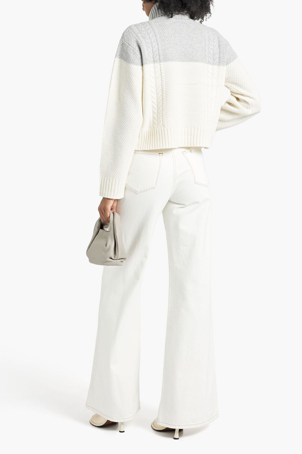 ATM ANTHONY THOMAS MELILLO Two-tone cable-knit wool turtleneck sweater