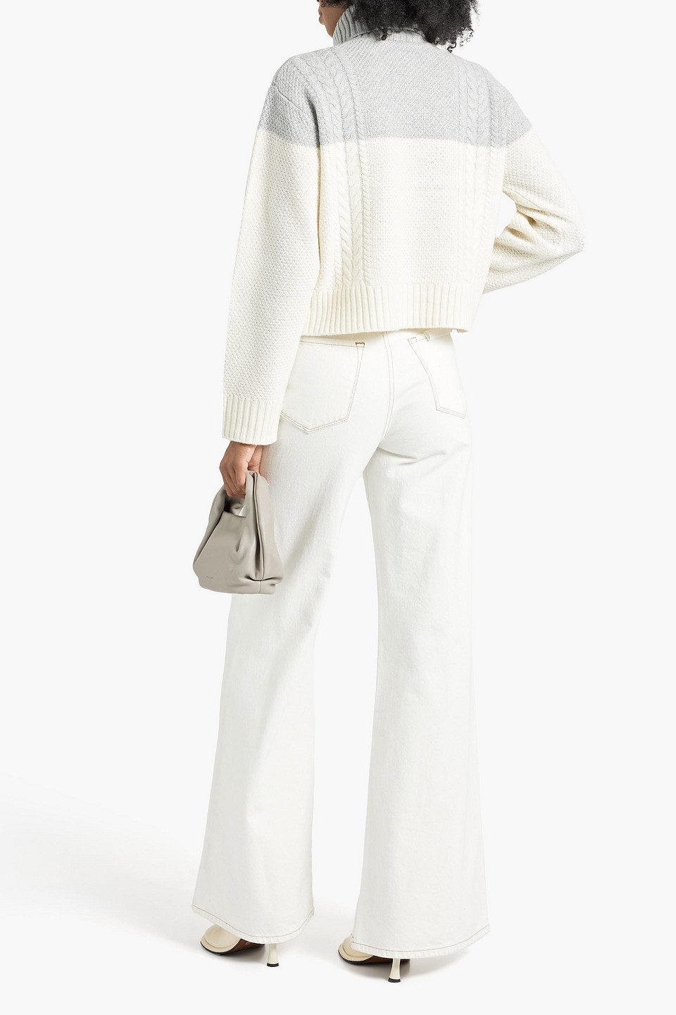 Atm Anthony Thomas Melillo Colorblock Merino Wool Turtleneck Sweater In Gray