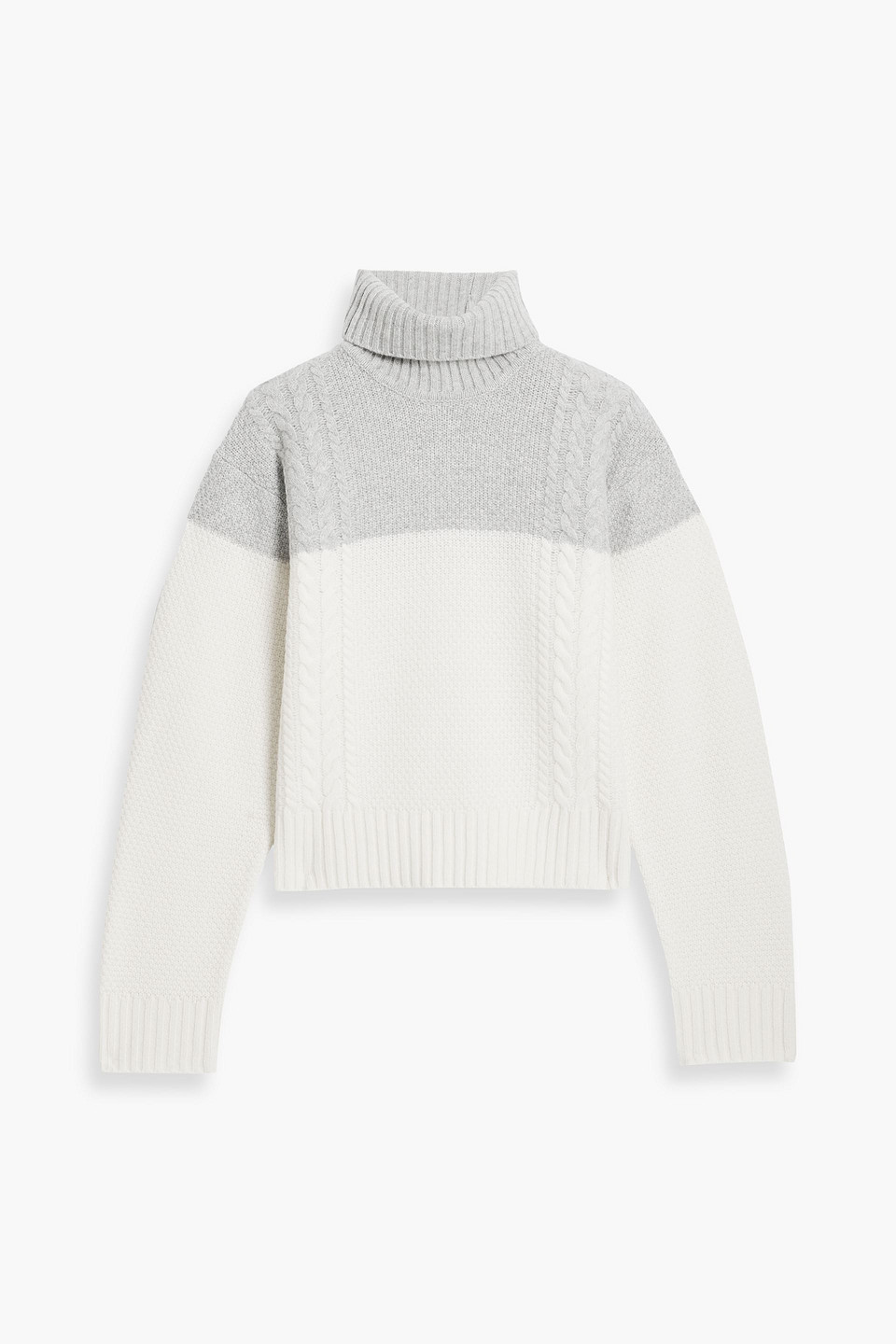 Atm Anthony Thomas Melillo Colorblock Merino Wool Turtleneck Sweater In Gray