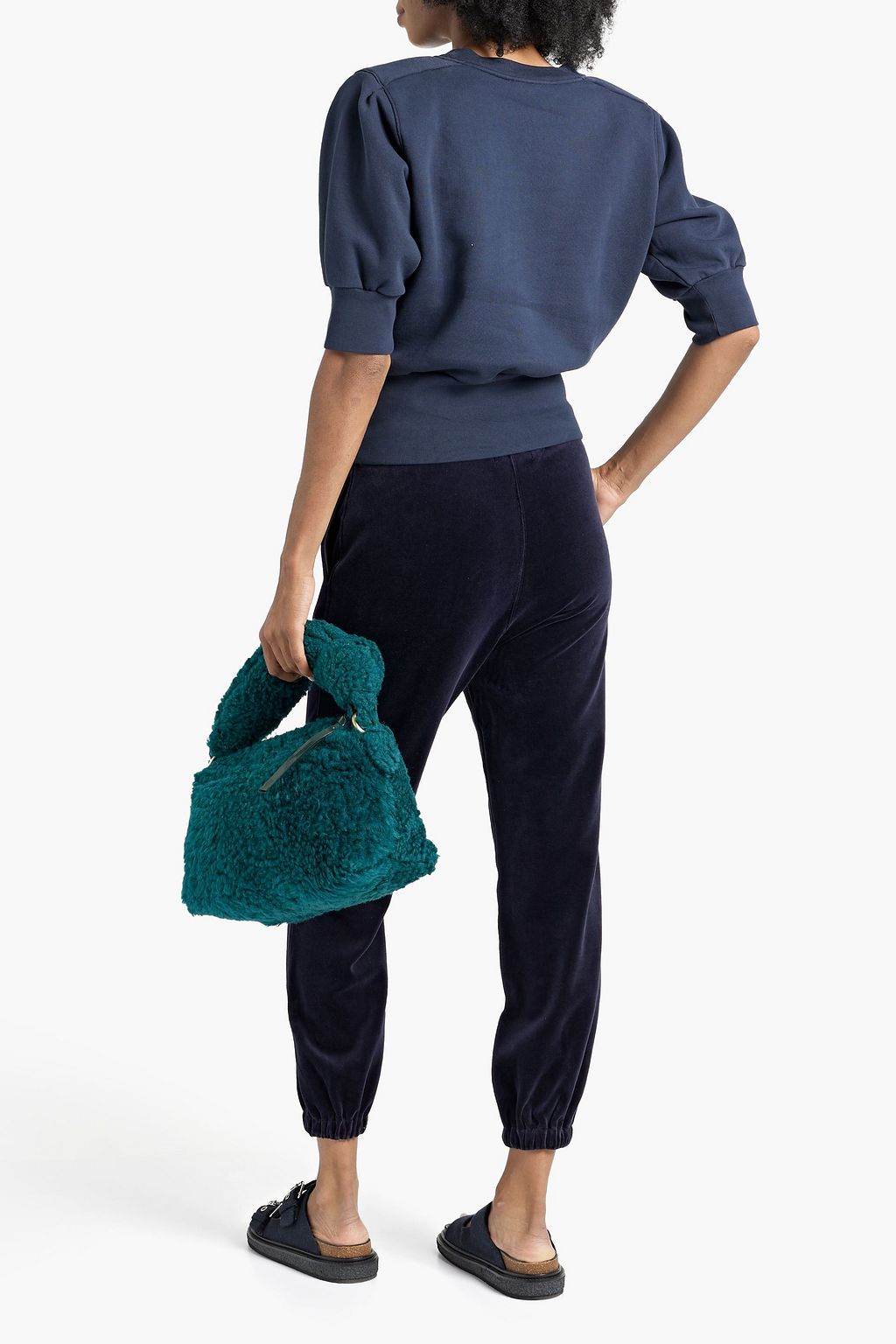 NILI LOTAN Cotton-blend velour track pants