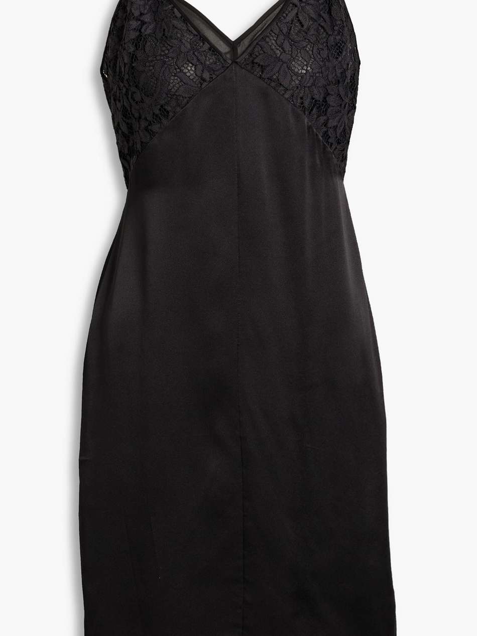 corded lace-paneled silk-satin dress