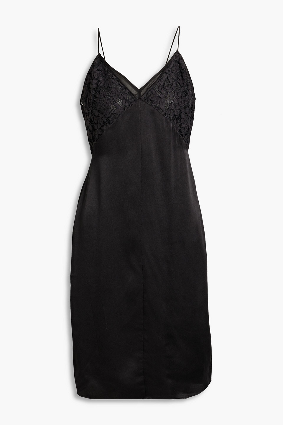 Rag & Bone Corded Lace-paneled Silk-satin Dress In Black