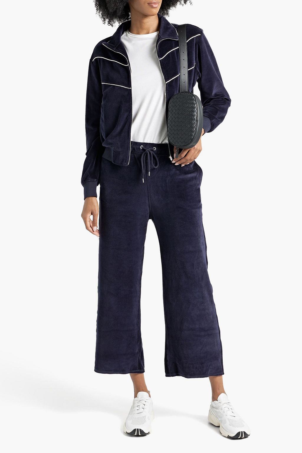 NILI LOTAN Daphne cropped cotton-blend velour track pants