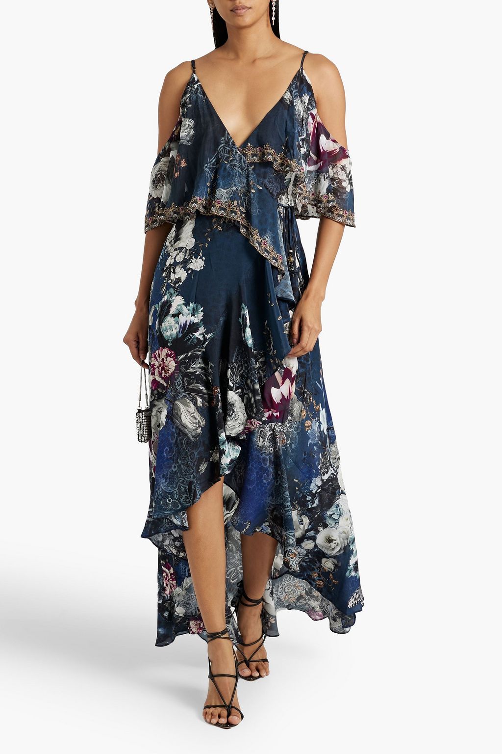 CAMILLA シルククレープデシン マキシラップドレス アシンメトリー