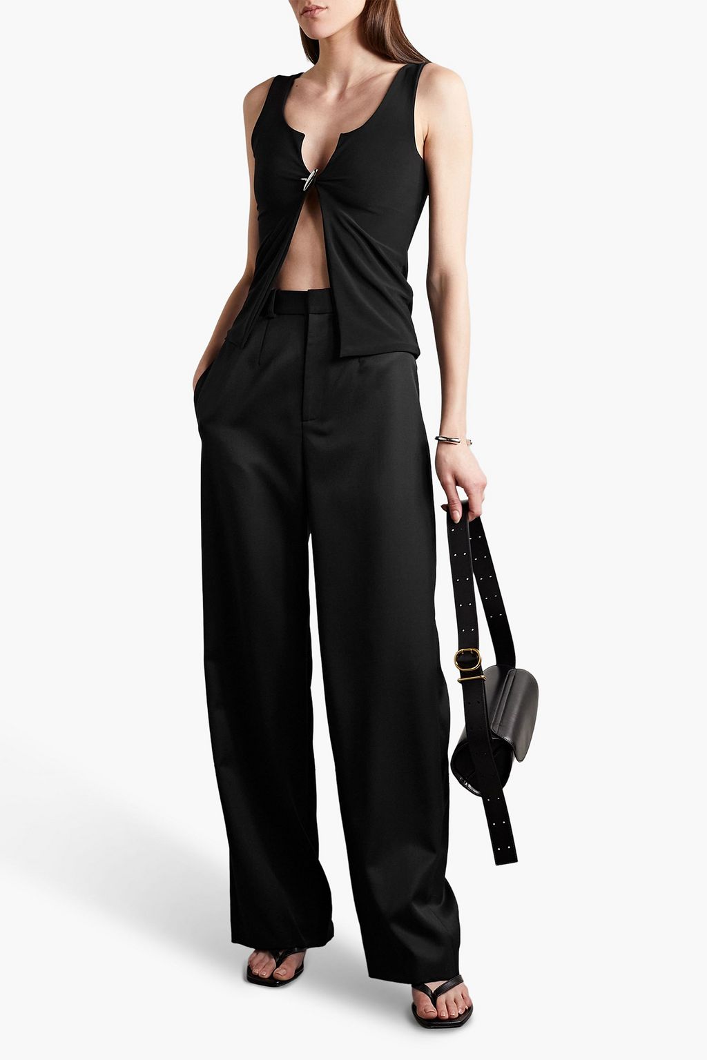 GRACE LING Embellished stretch-jersey tank