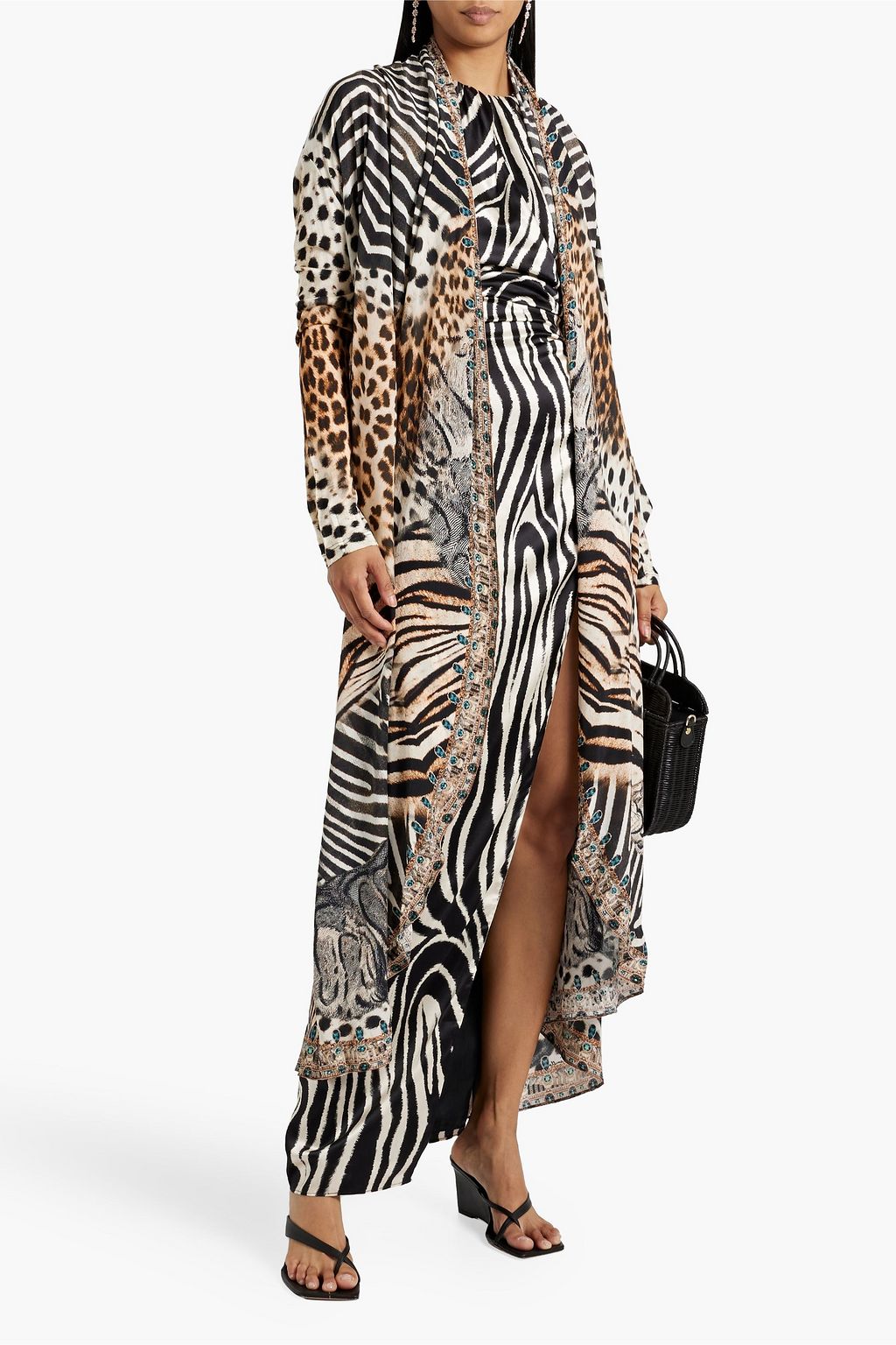 CAMILLA Draped printed silk crepe de chine kimono