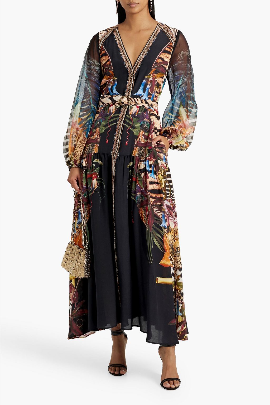 CAMILLA Crystal-embellished printed silk-chiffon maxi dress