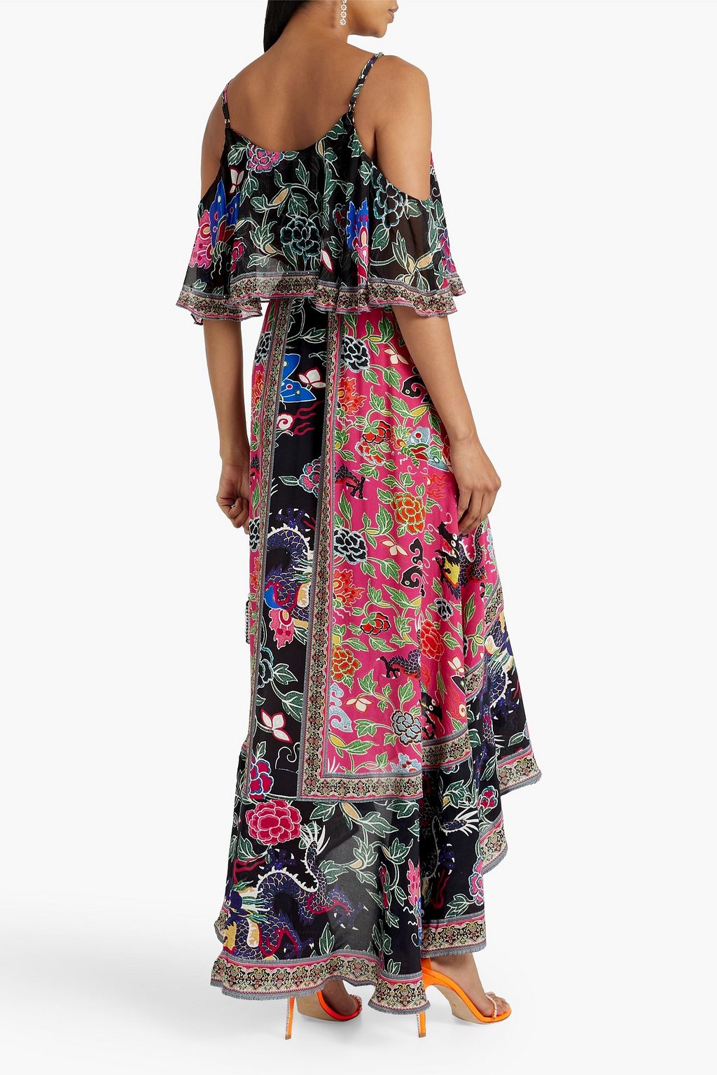 CAMILLA Asymmetric embellished silk crepe de chine maxi wrap dress