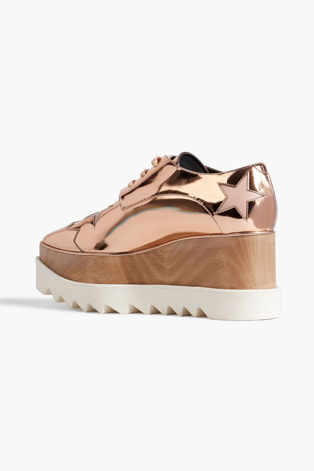 STELLA MCCARTNEY Elyse metallic laser-cut faux patent leather platform brogues