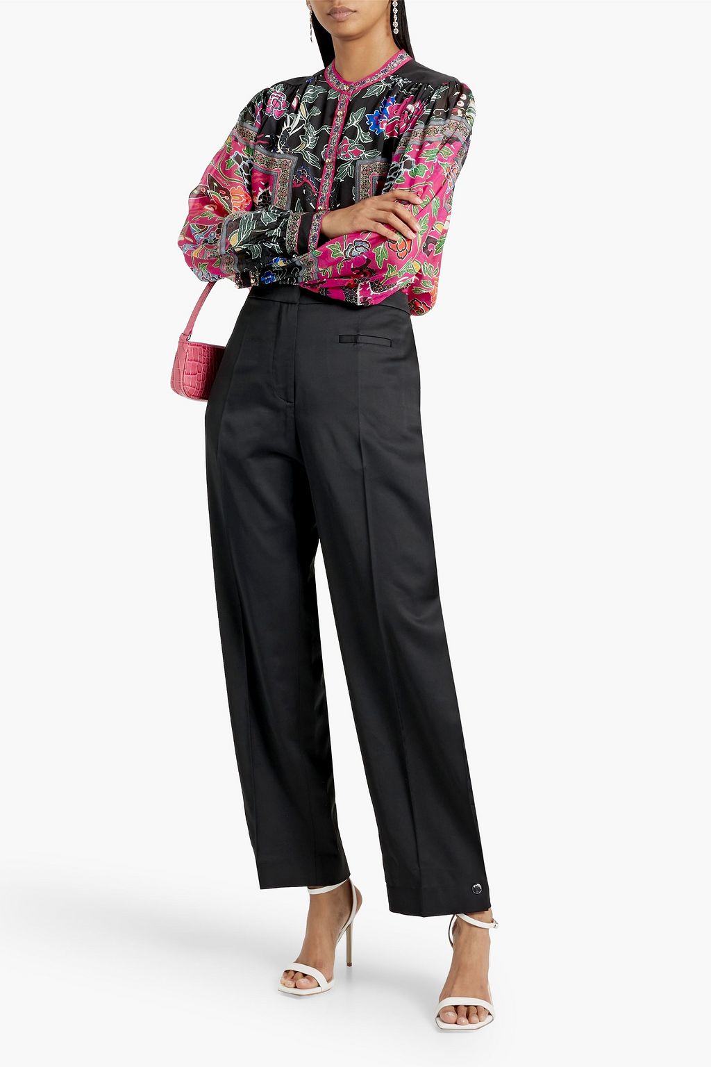 CAMILLA Crystal-embellished printed silk crepe de chine blouse