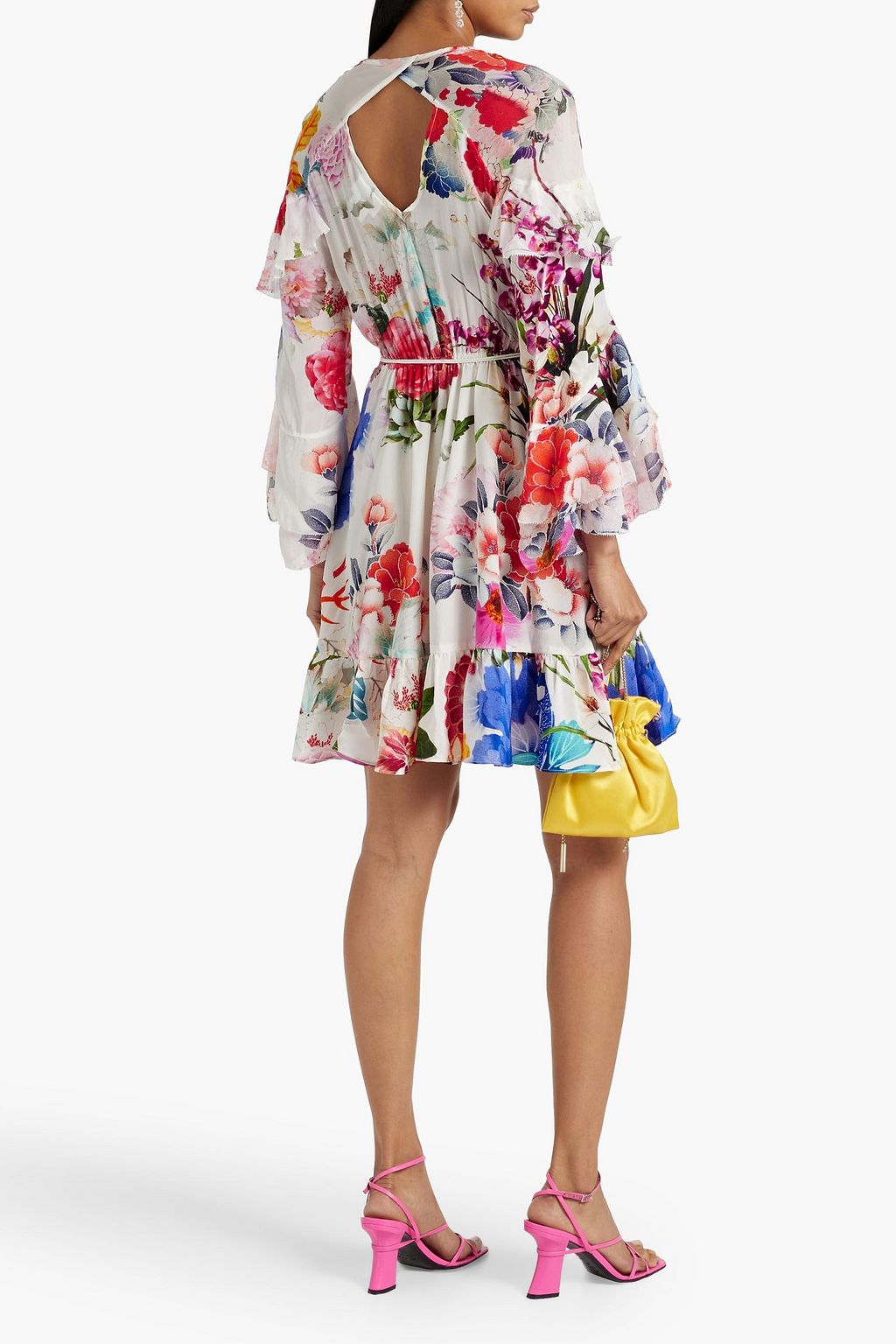CAMILLA Crystal-embellished printed mini wrap dress