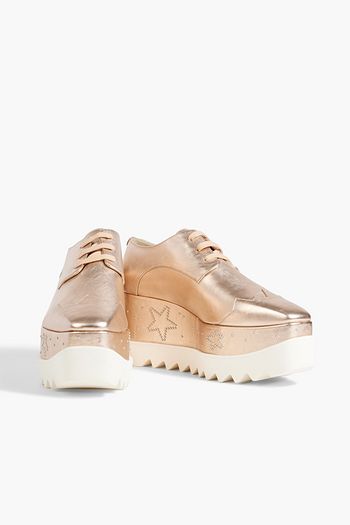 Elyse logo-perforated vegan leather platform brogues