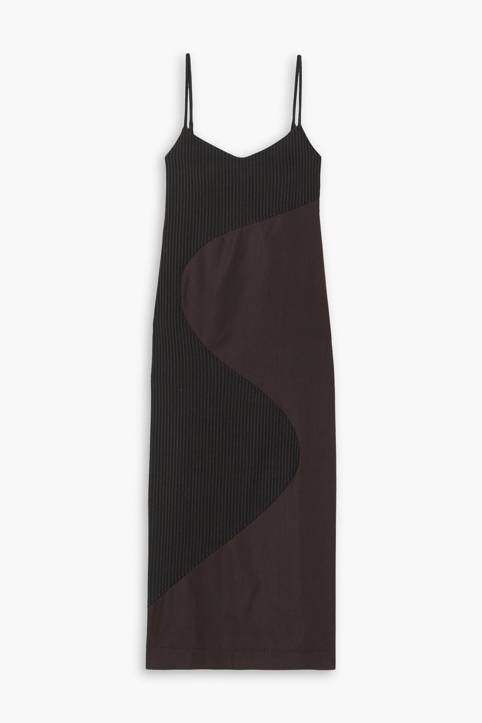 Ahluwalia Femi Wave Pinstriped Wool-blend Jacquard Midi Dress In Black