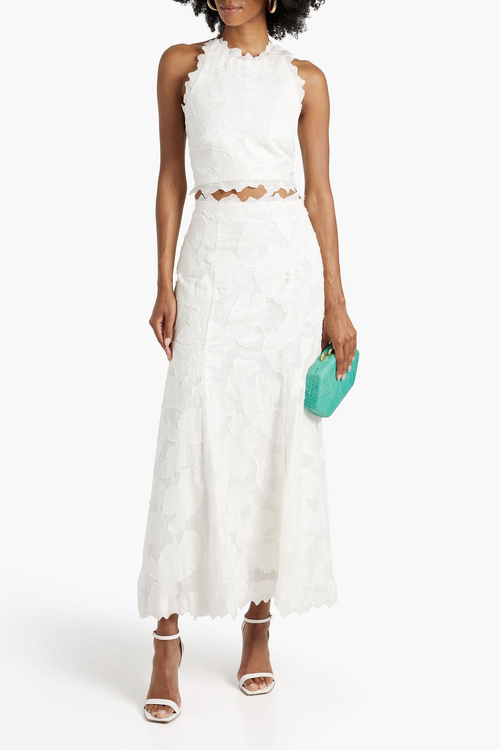 RACHEL GILBERT Emilia embroidered ramie-gauze maxi skirt