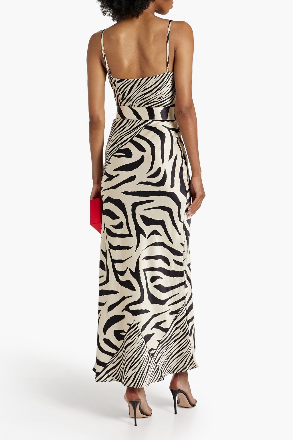 NICHOLAS Zebra-print silk-satin maxi dress