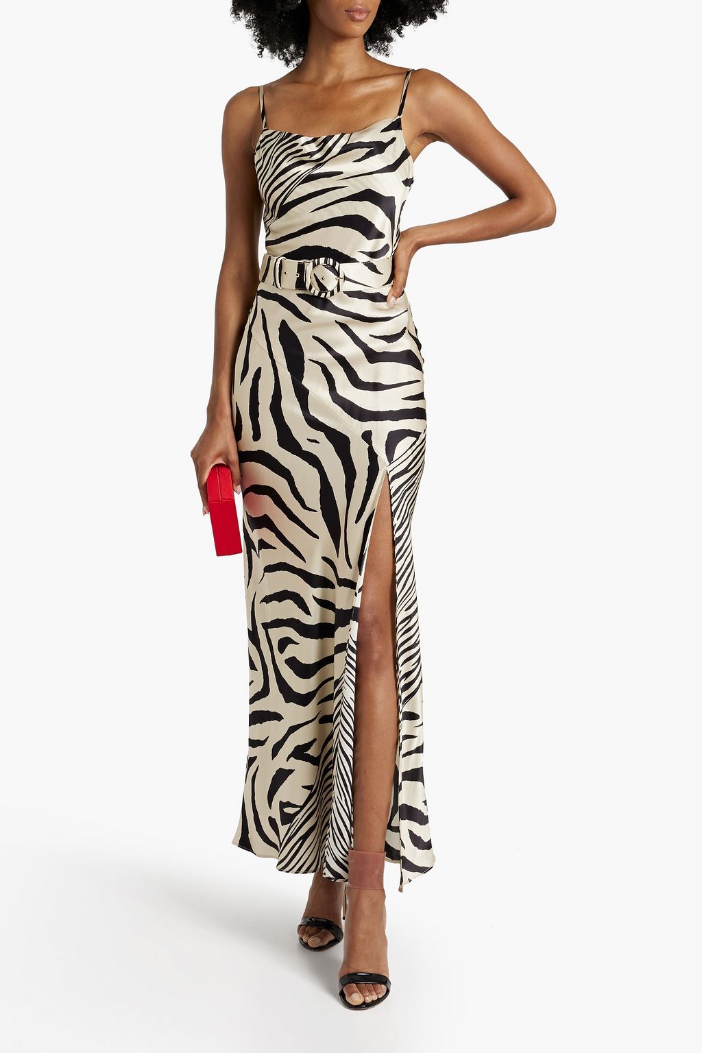 NICHOLAS Zebra-print silk-satin maxi dress