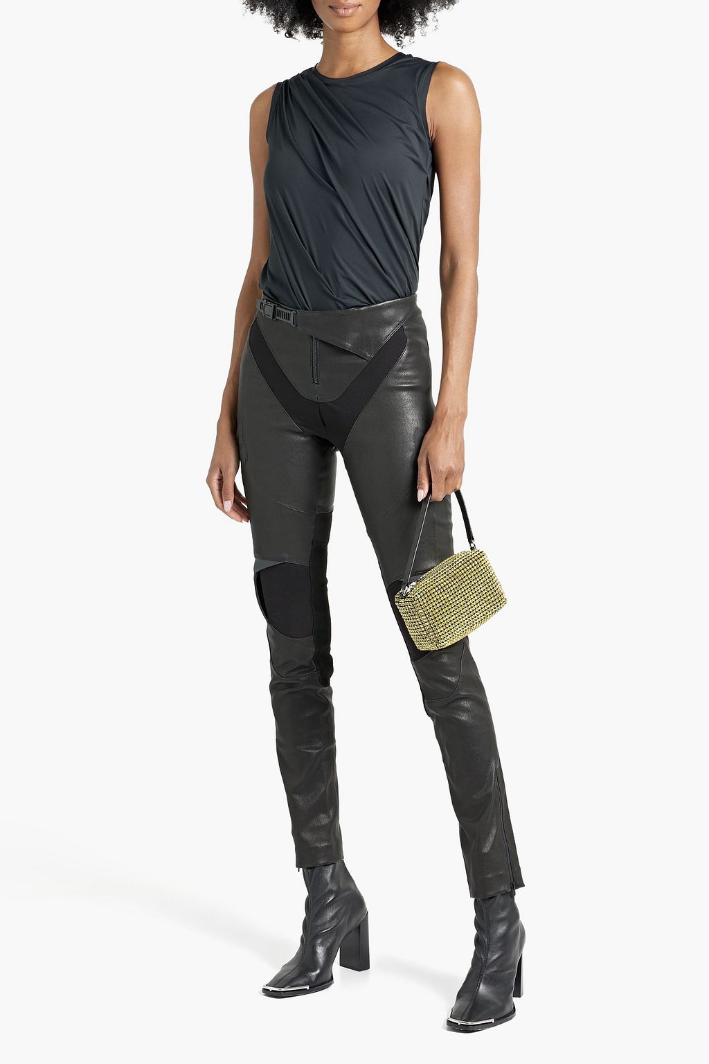 RAG & BONE Jersey, leather and suede skinny pants