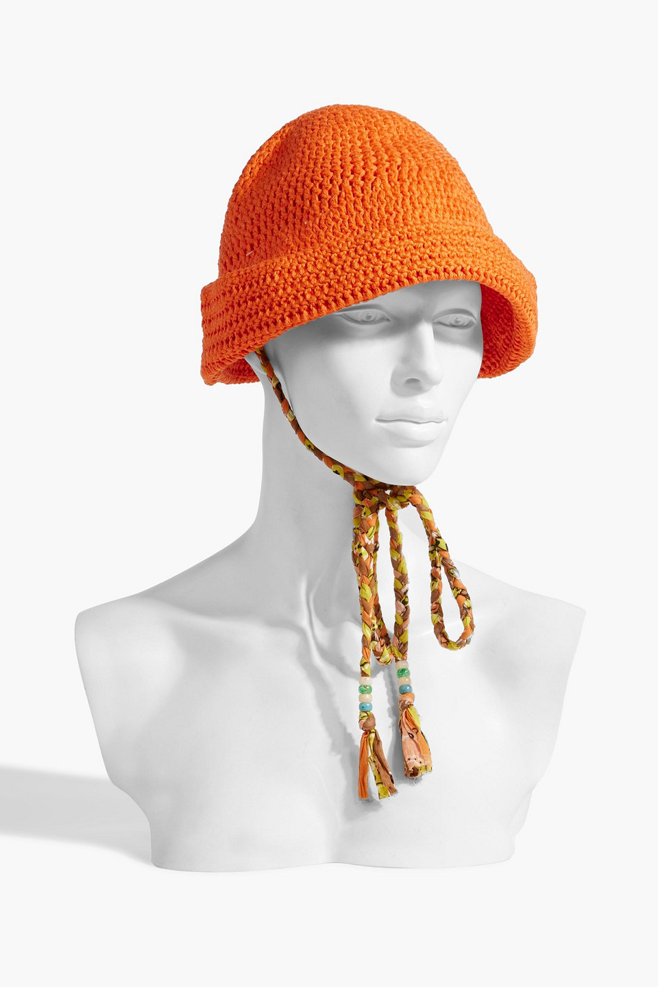 Antolina Paris Embellished Crocheted Cotton Bucket Hat In Orange