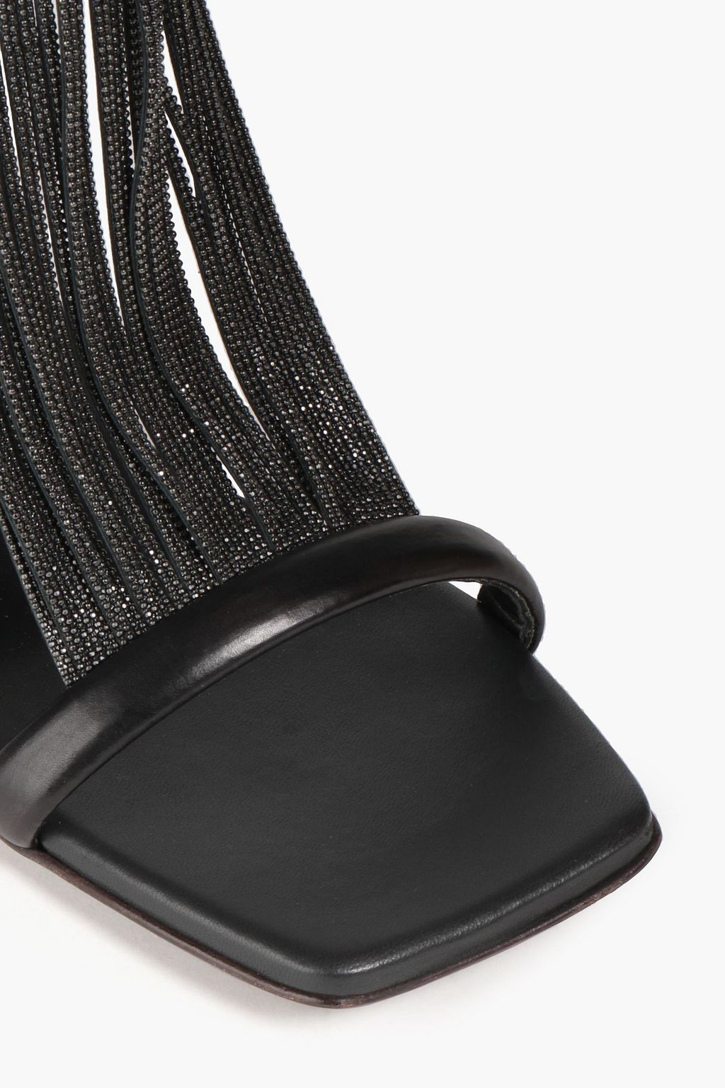 BRUNELLO CUCINELLI Fringed bead-embellished leather sandals