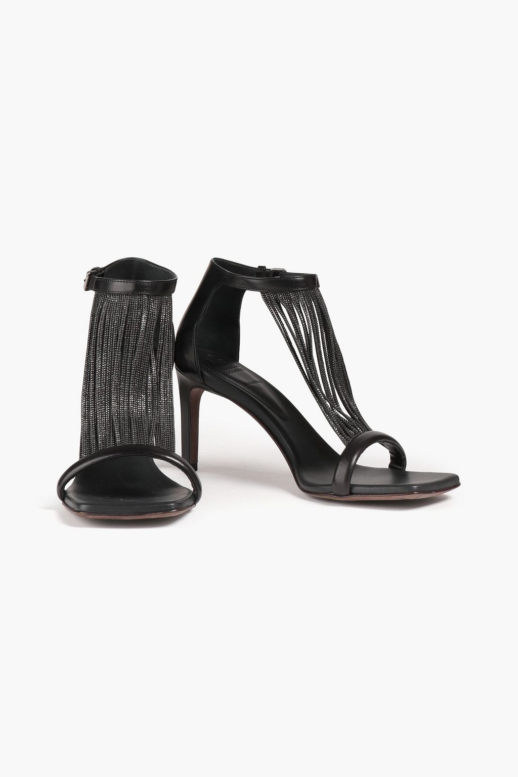 BRUNELLO CUCINELLI Fringed bead-embellished leather sandals