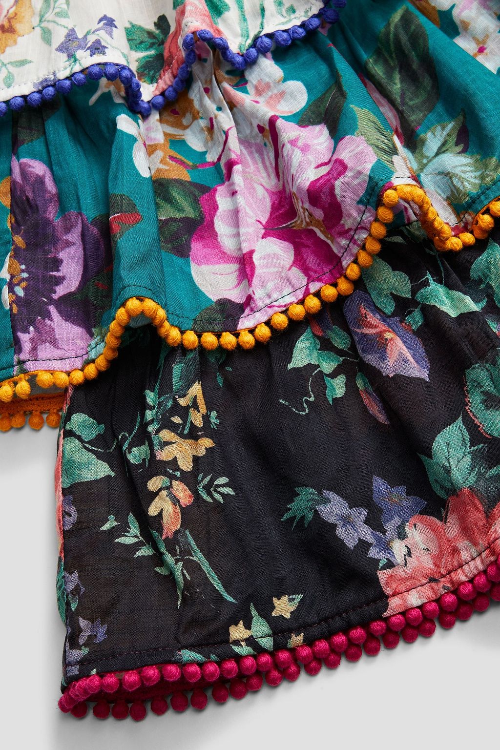 ZIMMERMANN Tiered floral-print cotton-voile skirt