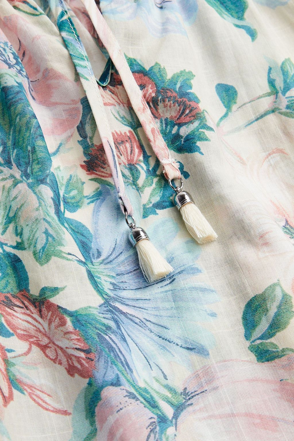 ZIMMERMANN Gathered floral-print cotton-voile blouse