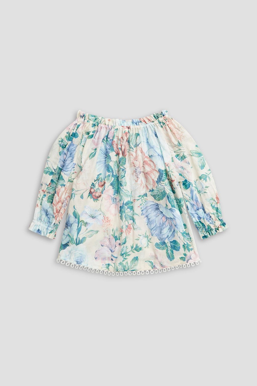 ZIMMERMANN Gathered floral-print cotton-voile blouse