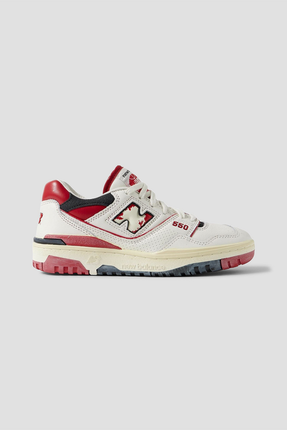 new balance - 550 perforated leather, suede and mesh sneakers - white - us 4.5