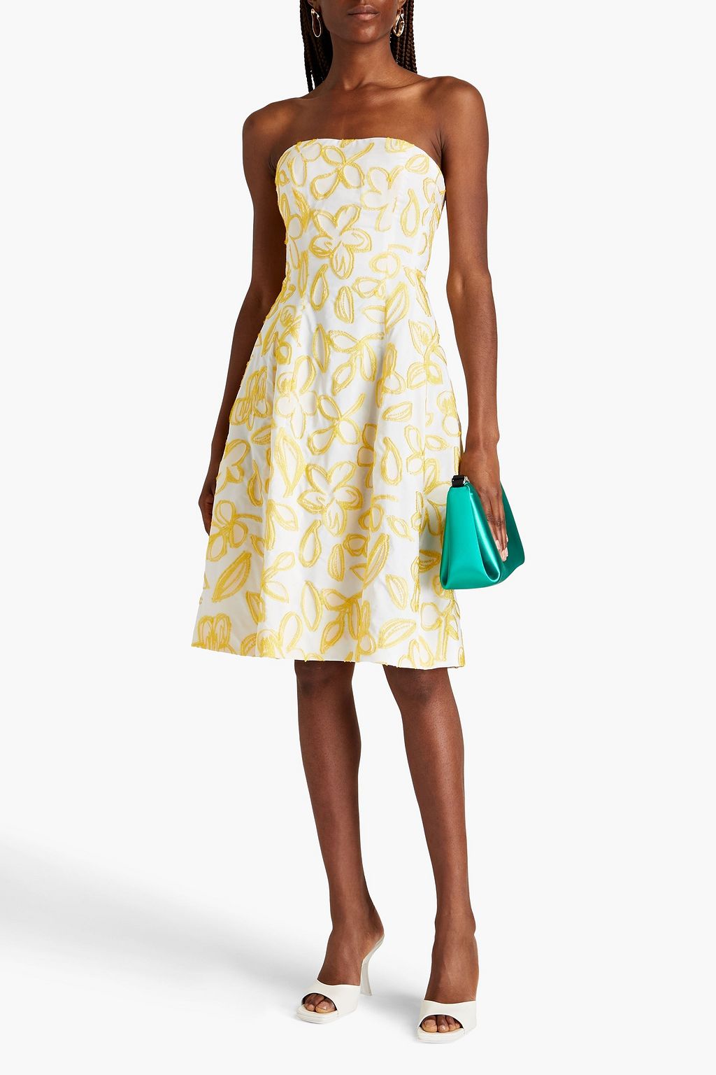 OSCAR DE LA RENTA Strapless fil coupé taffeta dress