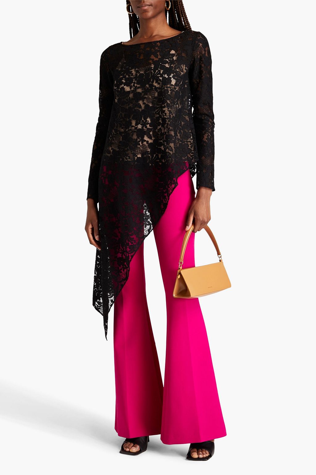 OSCAR DE LA RENTA 비대칭 코드 레이스 탑