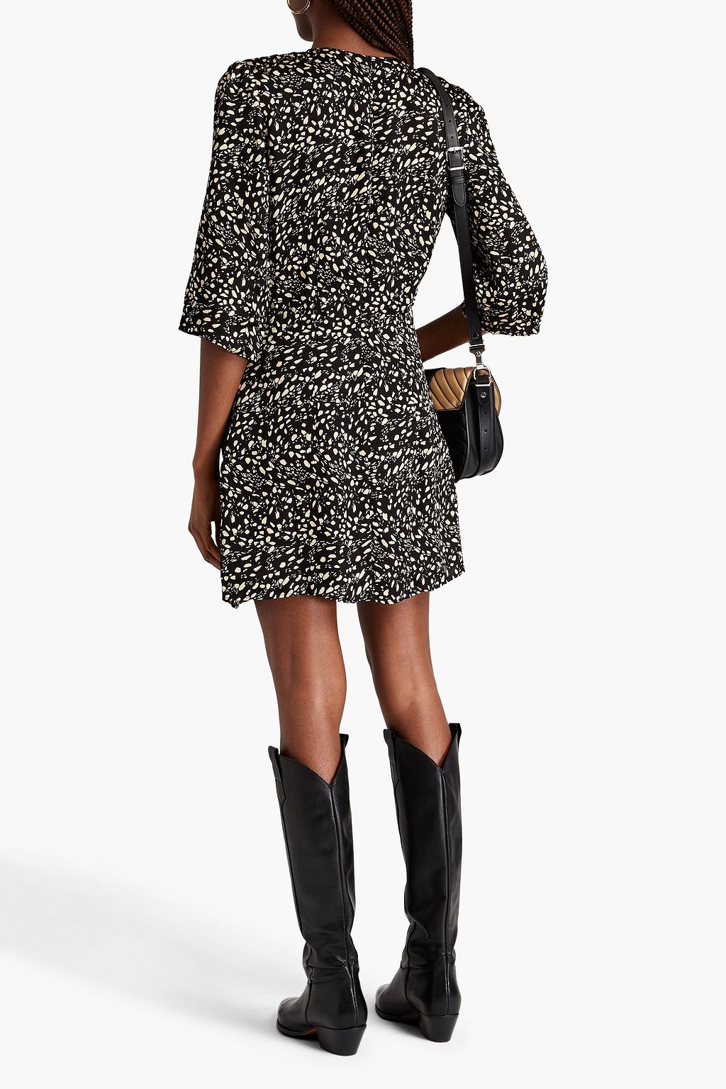 BA&SH Erika twisted printed satin-jacquard mini dress