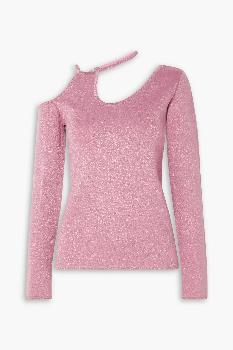 Shop Jw Anderson Cutout Metallic Stretch-knit Top In Baby Pink